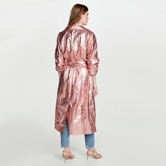 NWT Cinq à Sept Kianna metallic pink trench coat - Picture 4 of 14